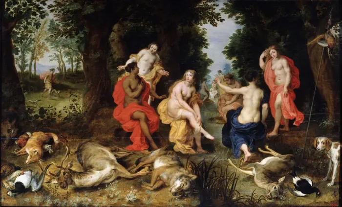 Framed Print : Dianas Rest on the Hunt, late 16th or early 17th century. Artist: Jan Brueghel the Elder Framed Print : Dianas Rest on the Hunt, late 16th or early 17th century. Artist: Jan Brueghel the Elder