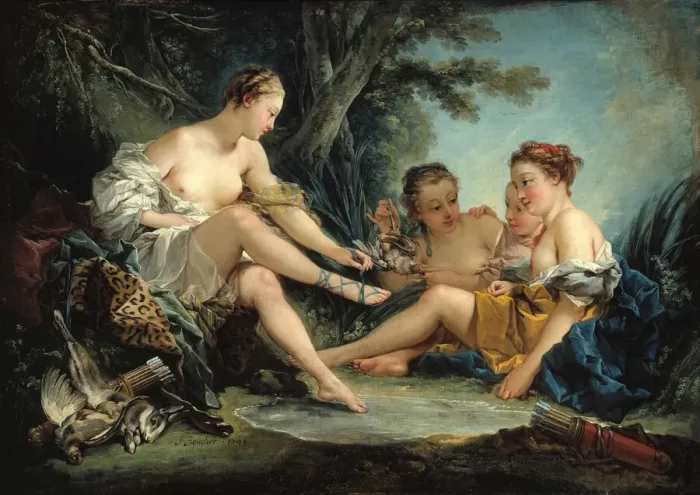 Framed Print : Dianas Return from the Hunt, 1745. Creator: Boucher, Francois (1703-1770) Framed Print : Dianas Return from the Hunt, 1745. Creator: Boucher, Francois (1703-1770)