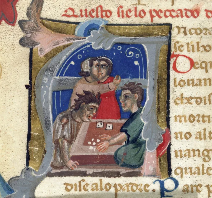 Framed Print : Dice players, 14th century. Creator: Unknown Framed Print : Dice players, 14th century. Creator: Unknown