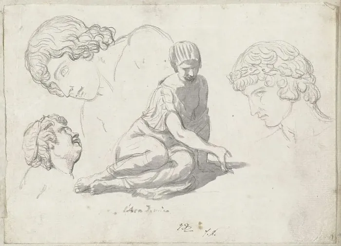 Framed Print : Dice-Thrower and Other Studies after Ancient Sculptures, 1775 / 80. Creator: Jacques-Louis David Framed Print : Dice-Thrower and Other Studies after Ancient Sculptures, 1775 / 80. Creator: Jacques-Louis David