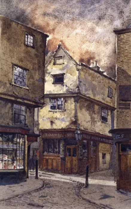 Framed Print : Dick Whittington Inn, Cloth Fair, London, 1880. Artist: John Crowther Framed Print : Dick Whittington Inn, Cloth Fair, London, 1880. Artist: John Crowther
