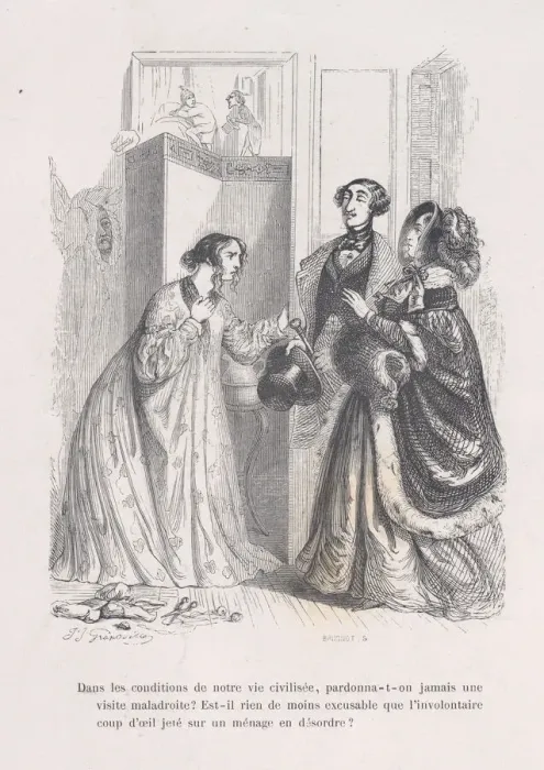 Framed Print : Did anyone ever forgive an awkward visit? from the Little Miseries of Human Life, 1843 Framed Print : Did anyone ever forgive an awkward visit? from the Little Miseries of Human Life, 1843