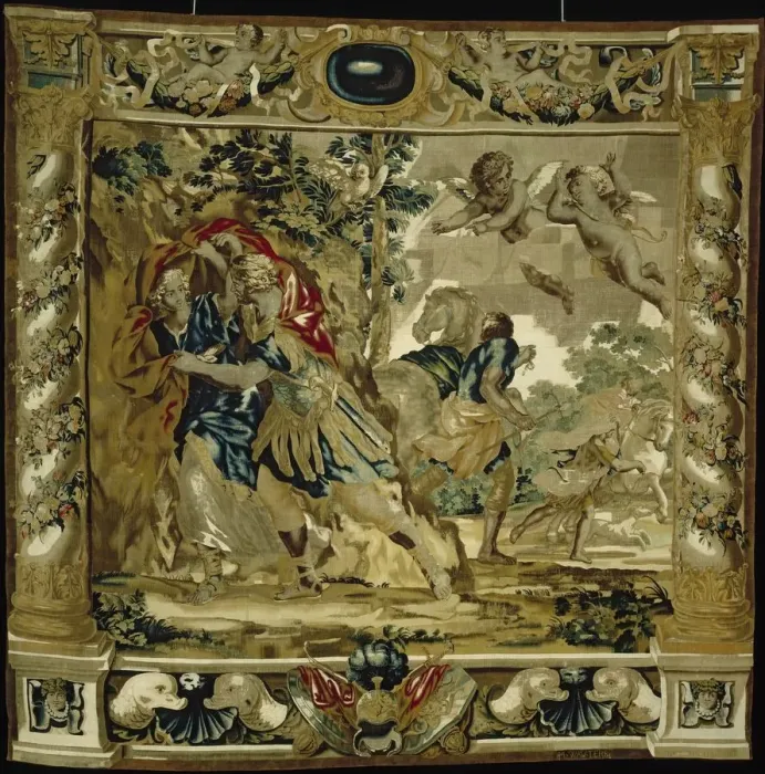 Framed Print : Dido and Aeneas seek shelter from a storm, 1679. Creator: Giovanni Francesco Romanelli (Italian Framed Print : Dido and Aeneas seek shelter from a storm, 1679. Creator: Giovanni Francesco Romanelli (Italian