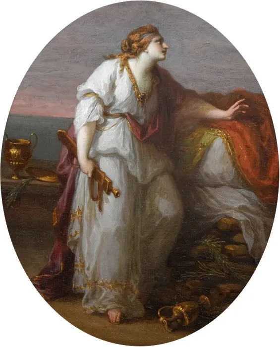 Framed Print : Dido at the stake summoning the gods. Creator: Kauffmann, Angelika (1741-1807) Framed Print : Dido at the stake summoning the gods. Creator: Kauffmann, Angelika (1741-1807)