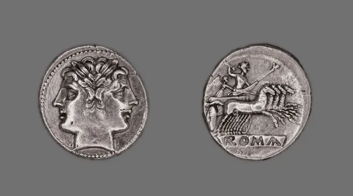 Framed Print : Didrachm (Coin) Depicting the Dioscuri (Castor and Pollux), 225-214 BCE