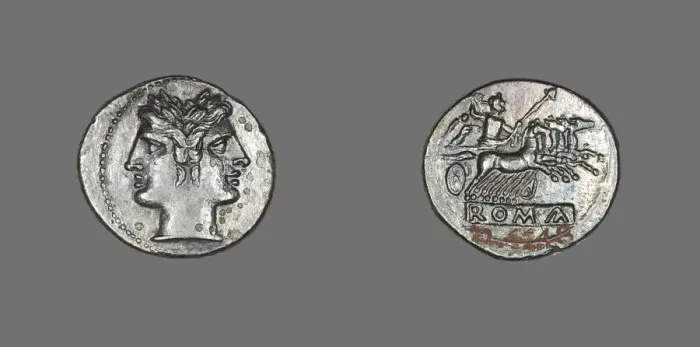 Framed Print : Didrachm (Coin) Depicting the God Janus, 225-214 BCE. Creator: Unknown Framed Print : Didrachm (Coin) Depicting the God Janus, 225-214 BCE. Creator: Unknown