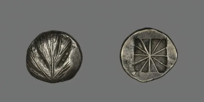 Framed Print : Didrachm (Coin) Depicting a Parsley Leaf, 520-490 BCE. Creator: Unknown Framed Print : Didrachm (Coin) Depicting a Parsley Leaf, 520-490 BCE. Creator: Unknown