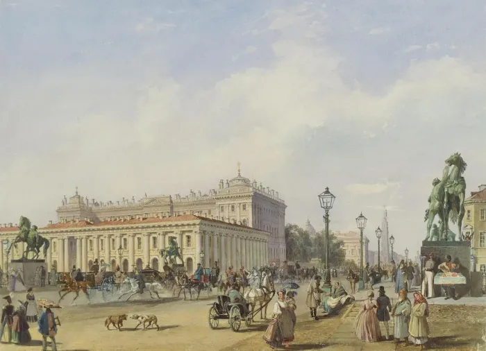 Framed Print : Die Anitschkow-Brucke in Sankt Petersburg, 1847. Artist: Bohnstedt, Ludwig Franz Karl (1822-1885) Framed Print : Die Anitschkow-Brucke in Sankt Petersburg, 1847. Artist: Bohnstedt, Ludwig Franz Karl (1822-1885)