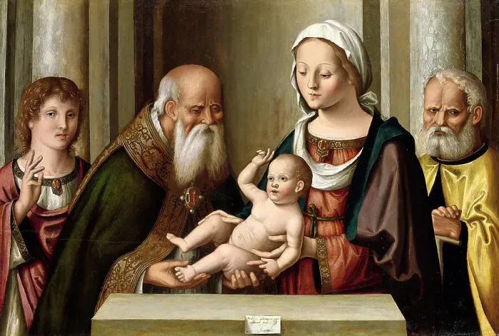 Framed Print : Die Beschneidung Christi, 1536. Creator: Palmezzano, Marco (1456-1539) Framed Print : Die Beschneidung Christi, 1536. Creator: Palmezzano, Marco (1456-1539)