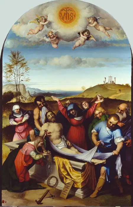 Framed Print : Die Kreuzabnahme, 1512. Creator: Lotto, Lorenzo (1480-1556) Framed Print : Die Kreuzabnahme, 1512. Creator: Lotto, Lorenzo (1480-1556)