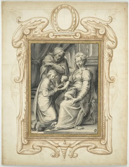 Framed Print : Die mystische Hochzeit der heiligen Katharina, Second half of the16th cen. Creator: Pinariccio, Felice (active ca 1577) Framed Print : Die mystische Hochzeit der heiligen Katharina, Second half of the16th cen. Creator: Pinariccio, Felice (active ca 1577)