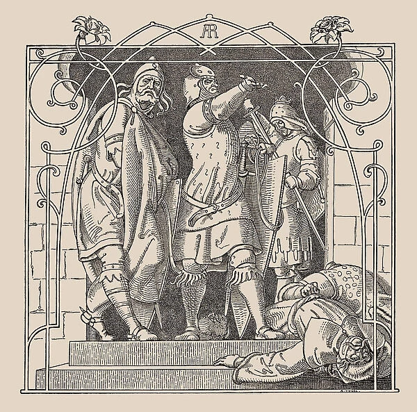 Die Nibelungen. How They Threw Down the Dead Out Of The Hall, 1840-1841. Creator: Rethel