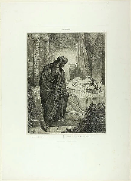 Yet She Must Die, plate eleven from Othello, 1844. Creator: Theodore Chasseriau