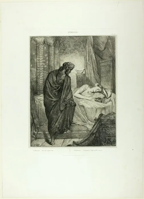 Framed Print : Yet She Must Die, plate eleven from Othello, 1844. Creator: Theodore Chasseriau Framed Print : Yet She Must Die, plate eleven from Othello, 1844. Creator: Theodore Chasseriau