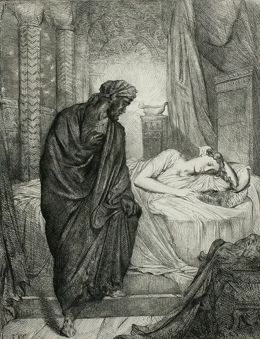 Framed Print : Yet She Must Die, plate eleven from Othello, 1844. Creator: Theodore Chasseriau Framed Print : Yet She Must Die, plate eleven from Othello, 1844. Creator: Theodore Chasseriau