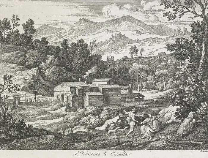 Framed Print : Die Römischen Ansichten (Views of Rome) / S. Francesco di Civitella, 1810. Creator: Joseph Anton Koch Framed Print : Die Römischen Ansichten (Views of Rome) / S. Francesco di Civitella, 1810. Creator: Joseph Anton Koch