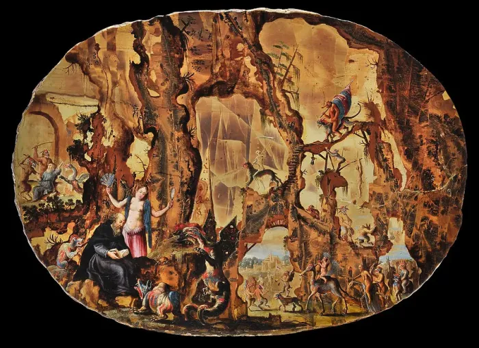 Framed Print : Die Versuchung des heiligen Antonius, ca 1595-1605. Creator: Swanenburgh, Jacob Isaacszoon van (1571-1638) Framed Print : Die Versuchung des heiligen Antonius, ca 1595-1605. Creator: Swanenburgh, Jacob Isaacszoon van (1571-1638)