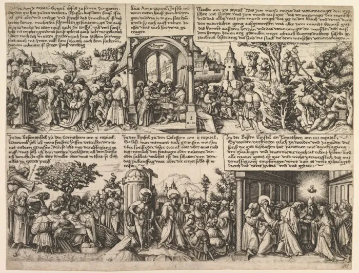 Framed Print : Different Scenes, from the Gospels and from Acta Apostolorum, ca. 1530 Framed Print : Different Scenes, from the Gospels and from Acta Apostolorum, ca. 1530