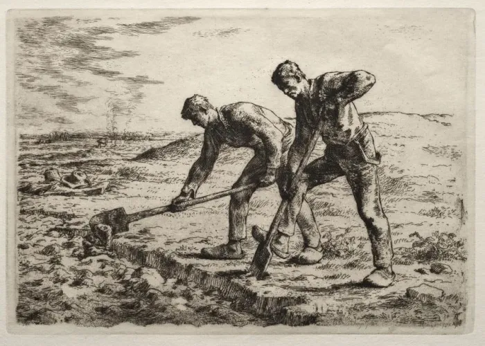 Framed Print : The Diggers. Creator: Jean-Francois Millet (French, 1814-1875) Framed Print : The Diggers. Creator: Jean-Francois Millet (French, 1814-1875)
