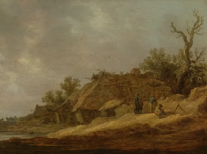 Framed Print : Dilapidated Farmhouse with Peasants. Creator: Jan van Goyen Framed Print : Dilapidated Farmhouse with Peasants. Creator: Jan van Goyen