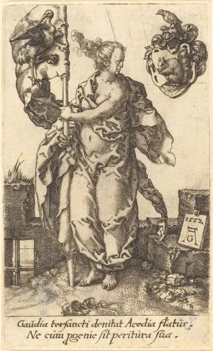Framed Print : Diligence, 1552. Creator: Heinrich Aldegrever Framed Print : Diligence, 1552. Creator: Heinrich Aldegrever