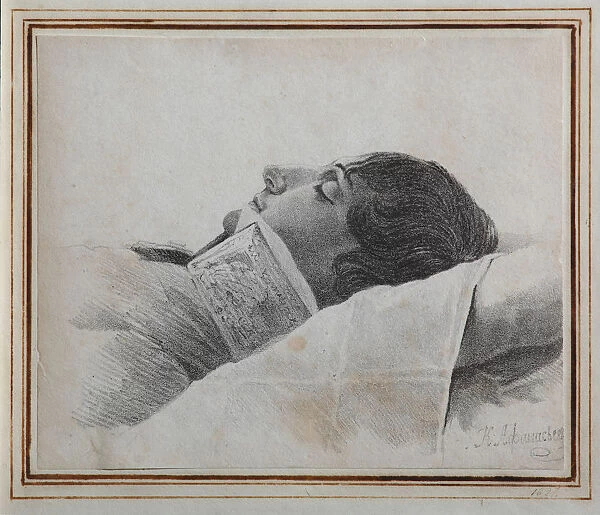 Dimitri Venevitinov (1805-1827) on the deathbed, 1827. Artist: Afanasyev, Konstantin Yakovlevich (1793-1857)