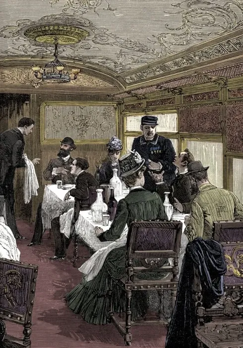 Framed Print : Dining car on the Orient Express, c1885 Framed Print : Dining car on the Orient Express, c1885