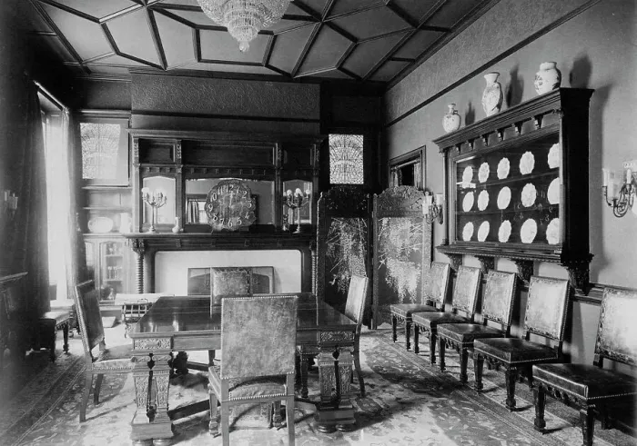 Framed Print : Dining hall in home of Senator Philander Knox, Washington, D.C. between 1890 and 1950. Creator: Frances Benjamin Johnston Framed Print : Dining hall in home of Senator Philander Knox, Washington, D.C. between 1890 and 1950. Creator: Frances Benjamin Johnston