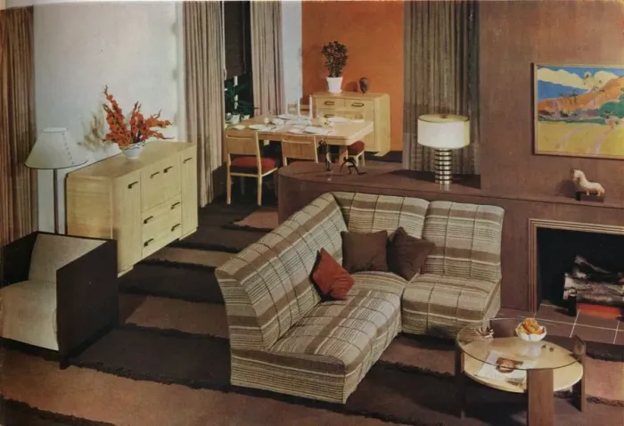 Framed Print : Dining-living-room designed by Mary Davis Gillies for McCalls Magazine, c1940 Framed Print : Dining-living-room designed by Mary Davis Gillies for McCalls Magazine, c1940