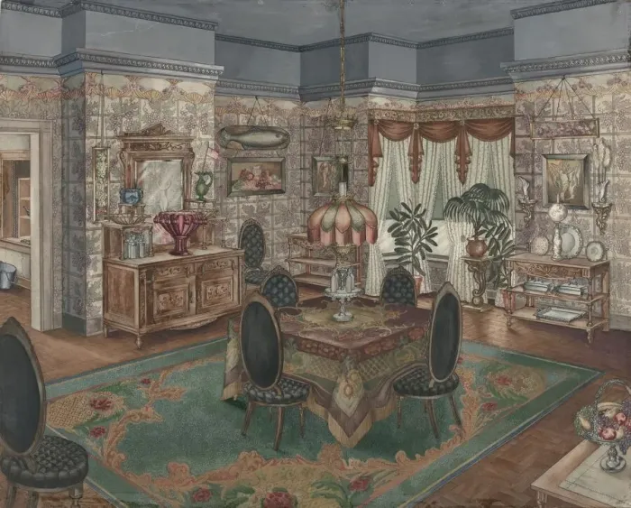 Framed Print : Dining Room, 1935 / 1942. Creator: Perkins Harnly Framed Print : Dining Room, 1935 / 1942. Creator: Perkins Harnly