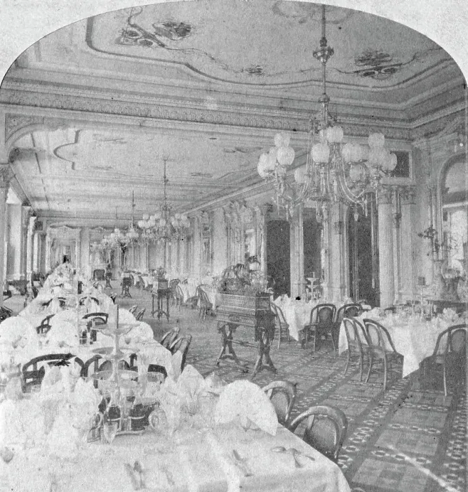 Framed Print : Dining room, Baldwin Hotel, San Francisco, USA, late 19th century. Artist: Nesemann Framed Print : Dining room, Baldwin Hotel, San Francisco, USA, late 19th century. Artist: Nesemann
