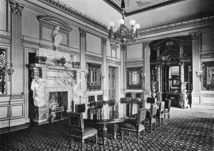 Framed Print : The dining room, Dorchester House, 1908. Artist: Bedford Lemere and Company Framed Print : The dining room, Dorchester House, 1908. Artist: Bedford Lemere and Company