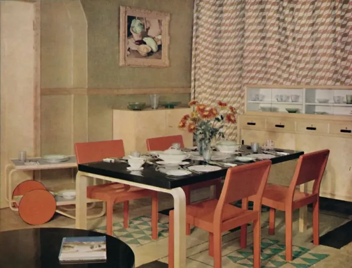 Framed Print : Dining Room with Finnish furniture, 1938 Framed Print : Dining Room with Finnish furniture, 1938