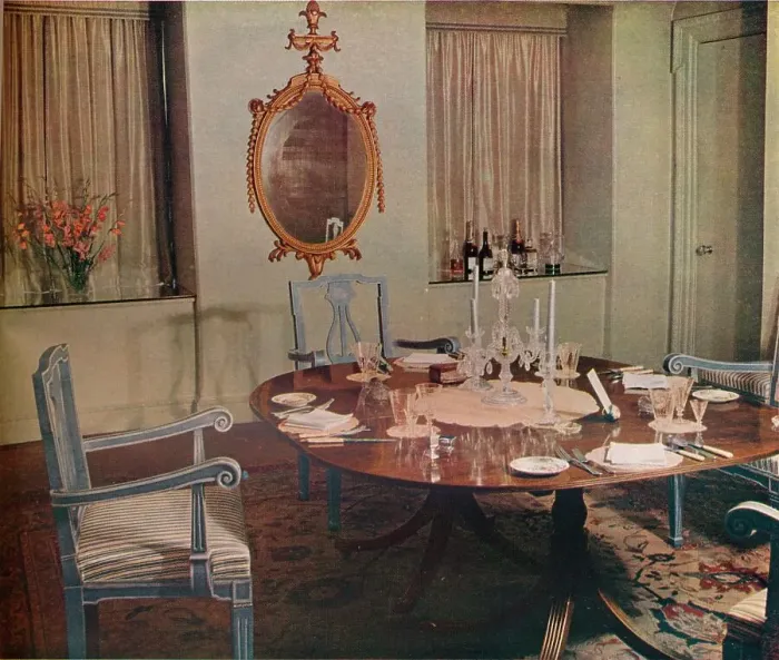Framed Print : Dining room of the flat designed by Herman Schryver in Grosvenor Square, London, 1936 Framed Print : Dining room of the flat designed by Herman Schryver in Grosvenor Square, London, 1936