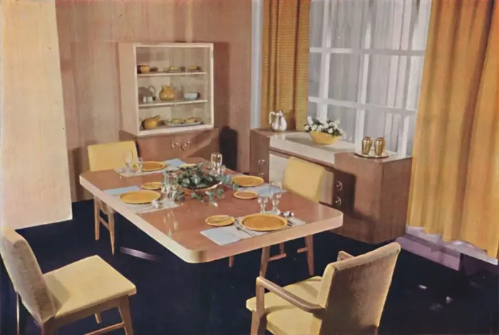 Framed Print : Dining-room group in birds eye maple, 1942 Framed Print : Dining-room group in birds eye maple, 1942