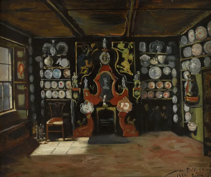 Framed Print : Dining room at Hauteville II, Juliette Drouet's house in Guernsey, 1883. Creator: Edmond de Palezieux Framed Print : Dining room at Hauteville II, Juliette Drouet's house in Guernsey, 1883. Creator: Edmond de Palezieux
