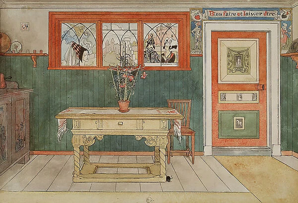 The Dining Room. From A Home (26 watercolours). Creator: Carl Larsson