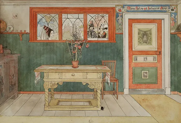 Framed Print : The Dining Room. From A Home (26 watercolours). Creator: Carl Larsson Framed Print : The Dining Room. From A Home (26 watercolours). Creator: Carl Larsson