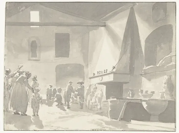 Framed Print : Dining room of the inn in Barletta, 1778. Creator: Louis Ducros Framed Print : Dining room of the inn in Barletta, 1778. Creator: Louis Ducros