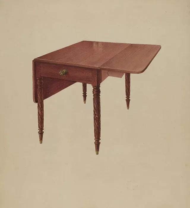 Framed Print : Dining Room Table, c. 1936. Creator: Howard Weld Framed Print : Dining Room Table, c. 1936. Creator: Howard Weld
