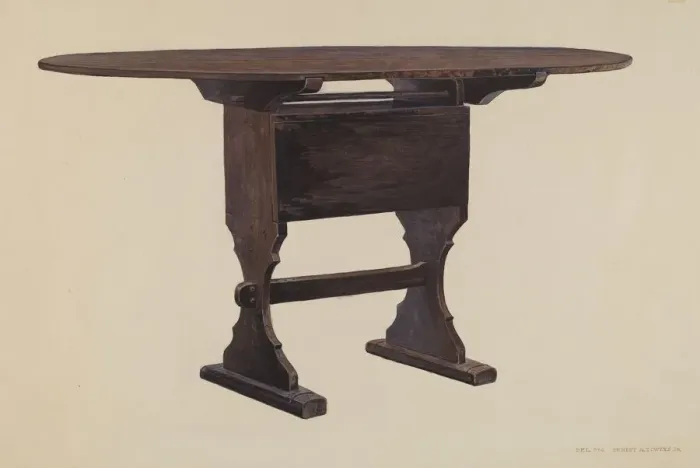 Framed Print : Dining Room Table, c. 1942. Creator: Ernest A Towers Jr Framed Print : Dining Room Table, c. 1942. Creator: Ernest A Towers Jr