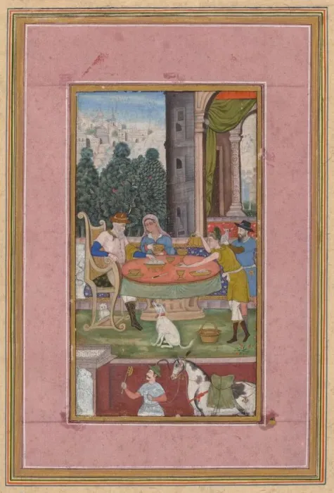Framed Print : Dining Scene with European Elements, c. 1590. Creator: Unknown Framed Print : Dining Scene with European Elements, c. 1590. Creator: Unknown