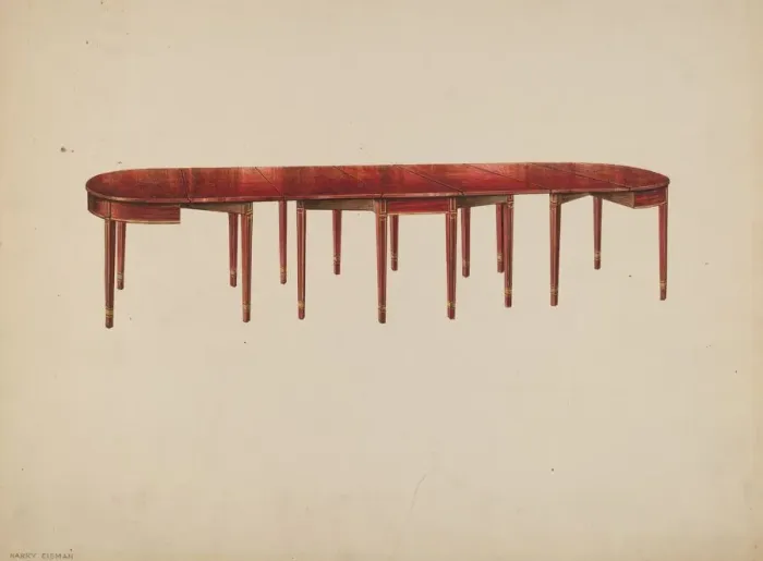 Framed Print : Dining Table, c. 1936. Creator: Harry Eisman Framed Print : Dining Table, c. 1936. Creator: Harry Eisman