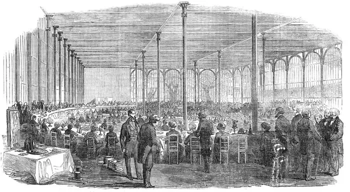 Framed Print : Dinner in the Crystal Palace, in Celebration of the Centenary of the Society of Arts, 1854. Creator: Unknown Framed Print : Dinner in the Crystal Palace, in Celebration of the Centenary of the Society of Arts, 1854. Creator: Unknown