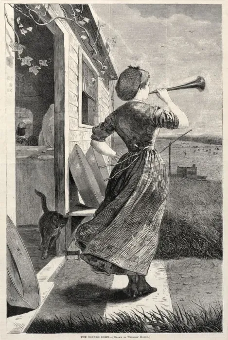 Framed Print : The Dinner Horn, 1870. Creator: Winslow Homer (American, 1836-1910) Framed Print : The Dinner Horn, 1870. Creator: Winslow Homer (American, 1836-1910)