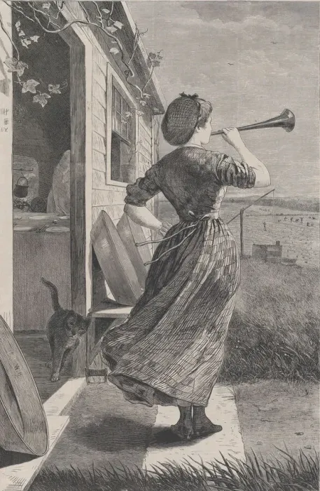 Framed Print : The Dinner Horn (Harpers Weekly, Vol. XIV), June 11, 1870. Creator: Unknown Framed Print : The Dinner Horn (Harpers Weekly, Vol. XIV), June 11, 1870. Creator: Unknown