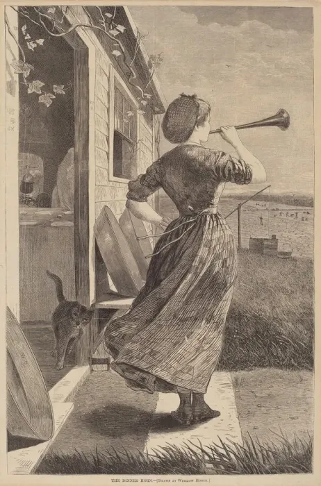 Framed Print : The Dinner Horn, published 1870. Creator: Winslow Homer Framed Print : The Dinner Horn, published 1870. Creator: Winslow Homer