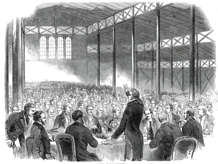 Framed Print : Dinner in the Pavilion, Royal Agricultural Societys Show, Shrewsbury, 1845 Framed Print : Dinner in the Pavilion, Royal Agricultural Societys Show, Shrewsbury, 1845