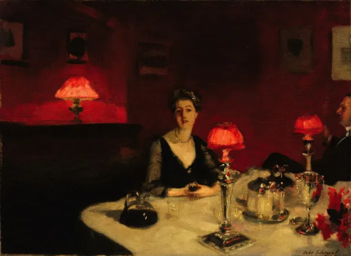 Framed Print : A Dinner Table at Night, 1884. Artist: Sargent, John Singer (1856-1925) Framed Print : A Dinner Table at Night, 1884. Artist: Sargent, John Singer (1856-1925)