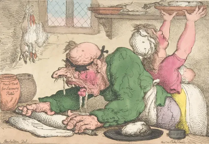 Framed Print : Dinners Drest in the Neatest Manner, October 1811. October 1811 Framed Print : Dinners Drest in the Neatest Manner, October 1811. October 1811